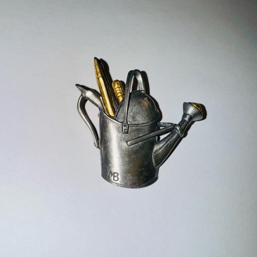 Vintage Brooch Signed 1999 | Marjolein Bastin | Pewter Watering Can